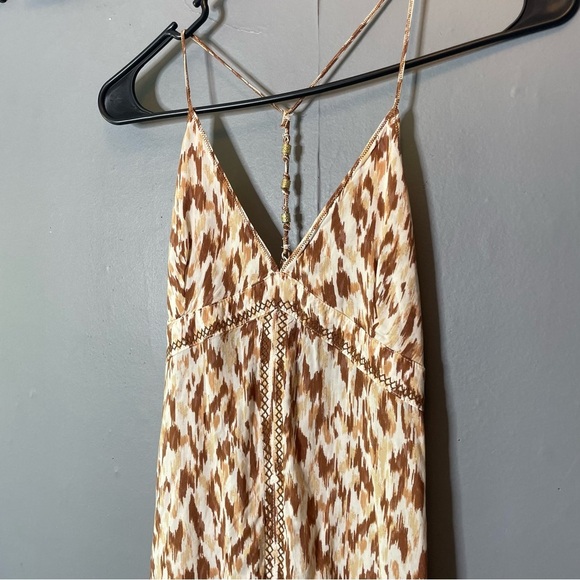AERIE FRONT SLIT MAXI DRESS open back size small color: horizon - Picture 3 of 11